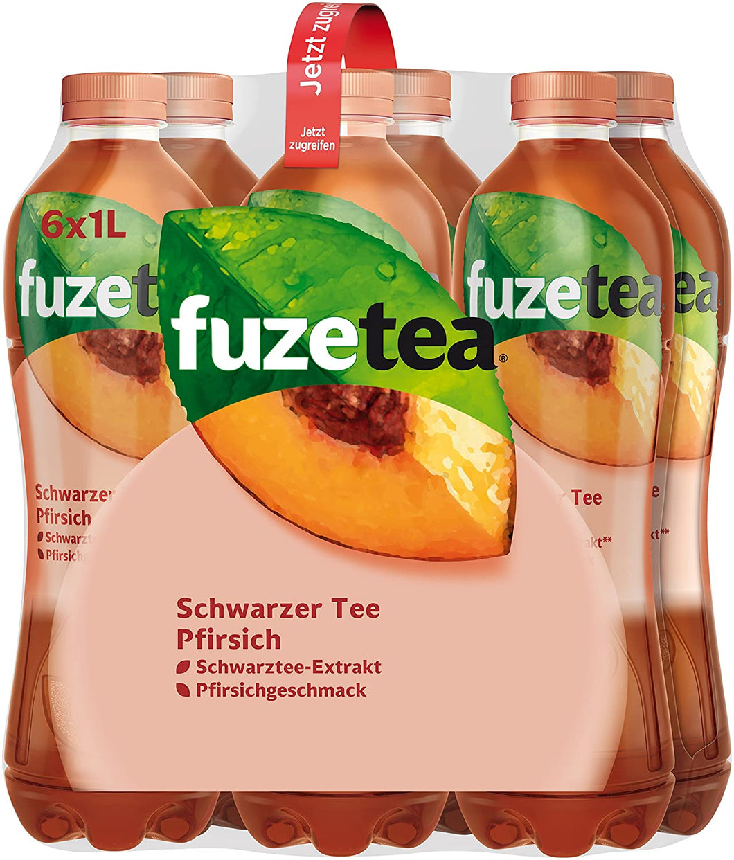 Fuze Tea Schwarzer Tee Pfirsich EINWEG, (6 x 1,0 l)